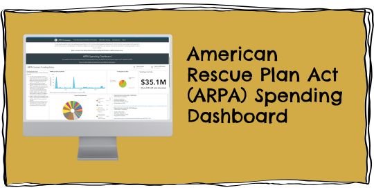 Desktop computer showing colorful graphic data dashboard