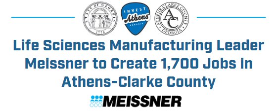 Life Sciences Manufacturer Meissner to Create 1,700 Jobs in Athens-Clarke County
