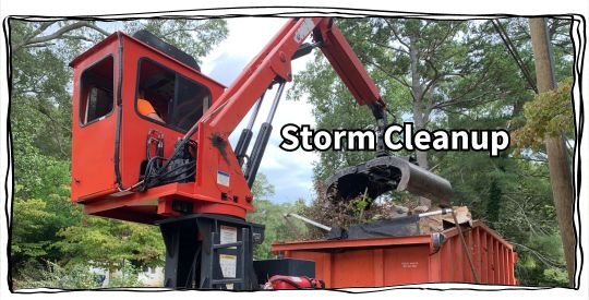 A boom crane depositing leaf and limb debris into a trailer