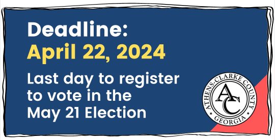 Voter registration deadline is April 22, 2024 for the May 21 election