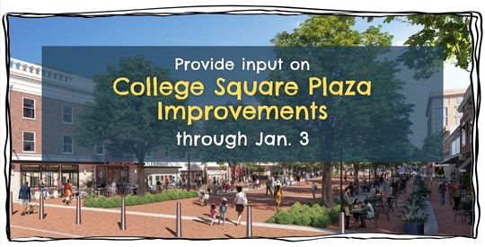 Artistic rendering of College Square with people 