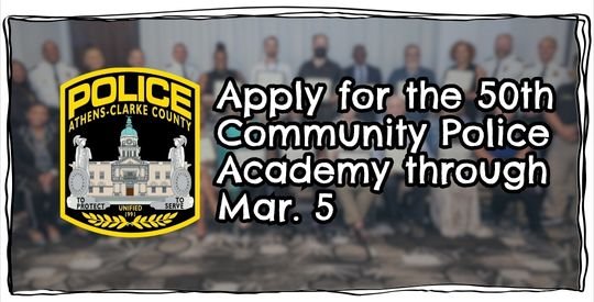 ACC Police badge overlaid on blurred photo of previous graduation class