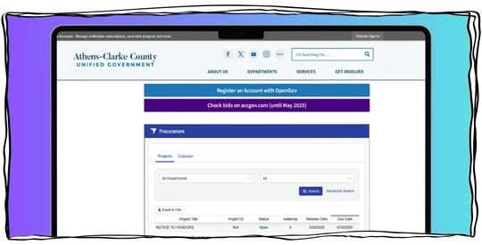 Screenshot of OpenGov portal webpage