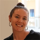 Shelby in the upper atrium gallery