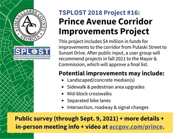Public Input on Potential Projects for Prince Avenue Corridor through September 9