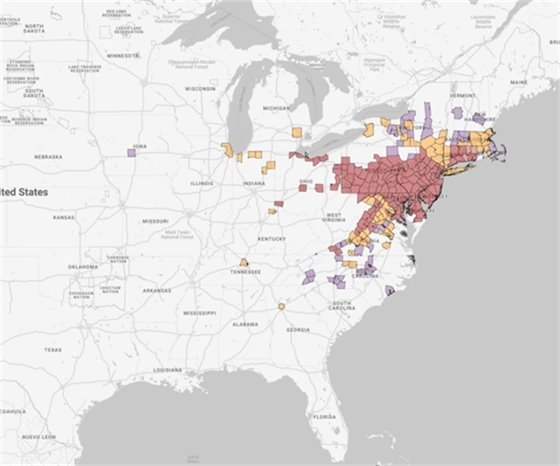 Current distribution of spotted lanternfly within the USA by County Map