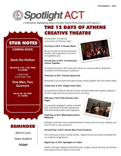 Page 1 of Newsletter