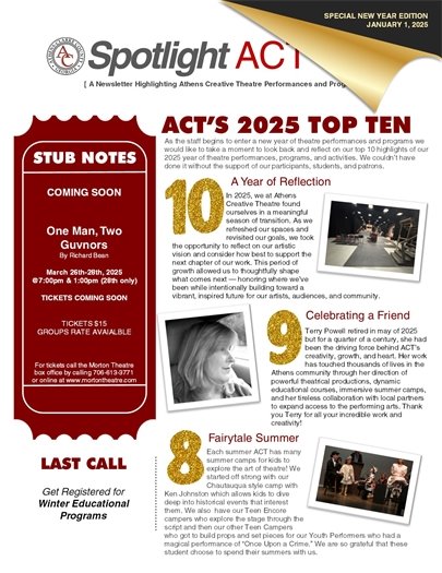 Page 1 of Newsletter