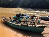 A canoe carrying trash removed from a river during the 2021 Rivers Alive cleanup.