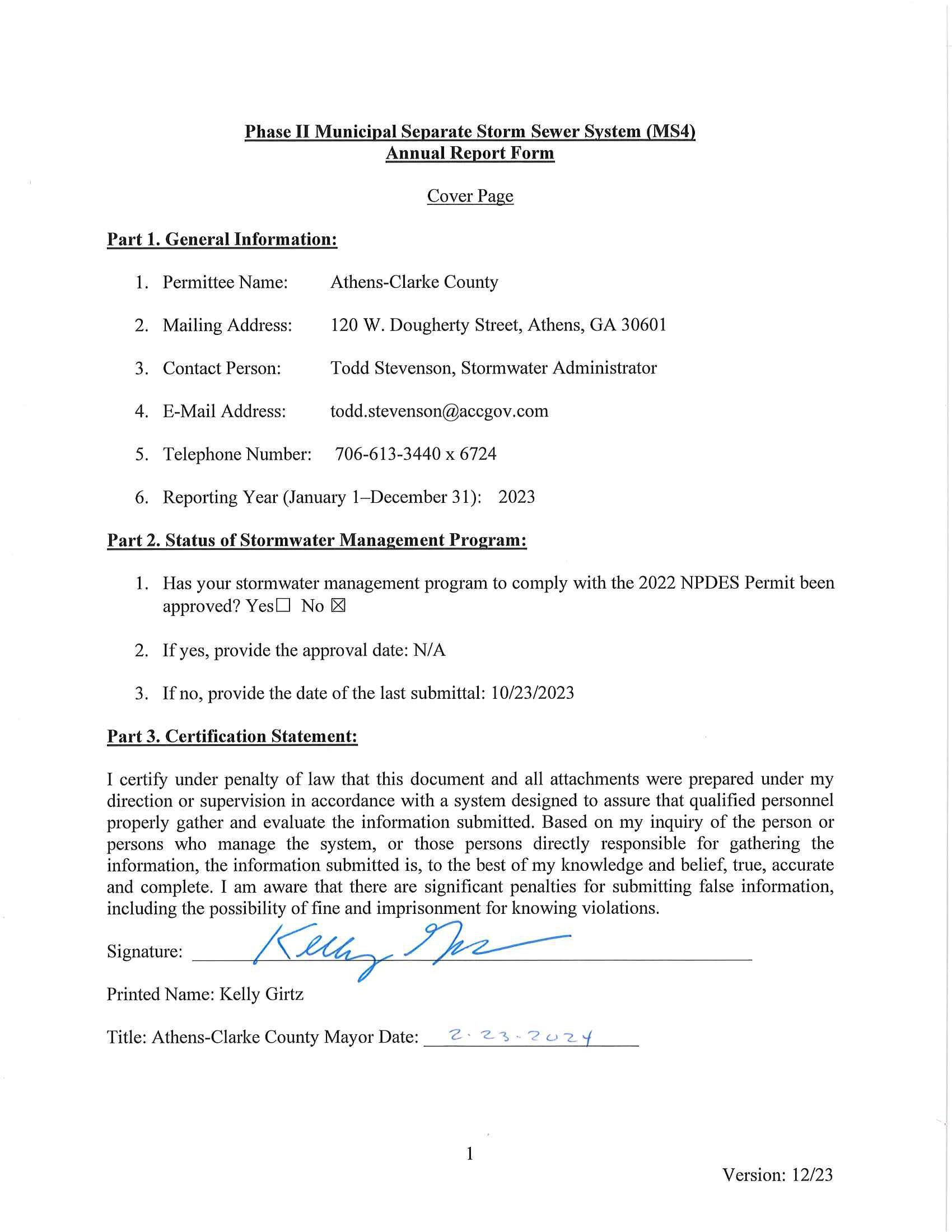 2023 Annual Report Cover