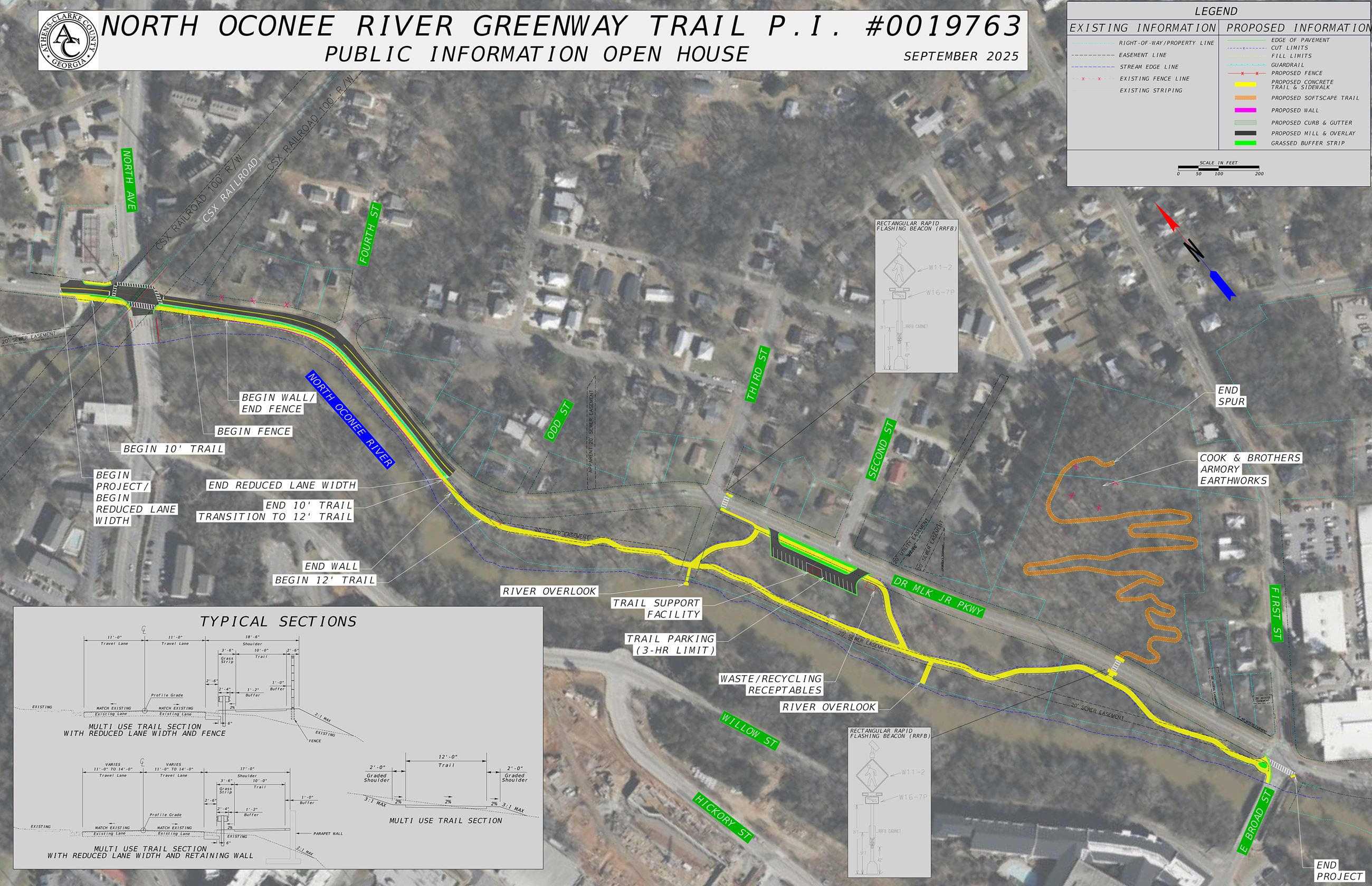 A map of the proposed NORG trail from North Avenue to 1st Street